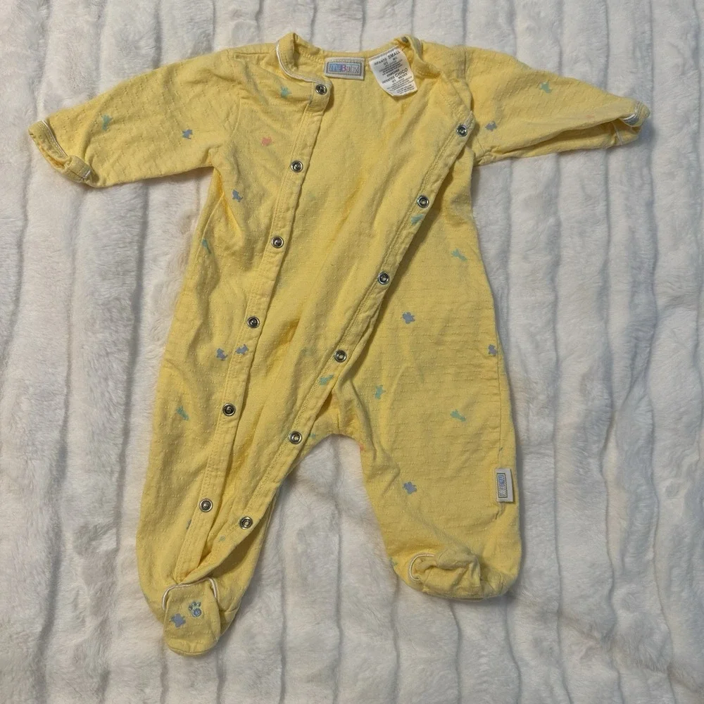 Vintage McBaby Sleepers (2) Size 0-3 Months Baby‎ Footed Pajamas 1 Piece Pjs